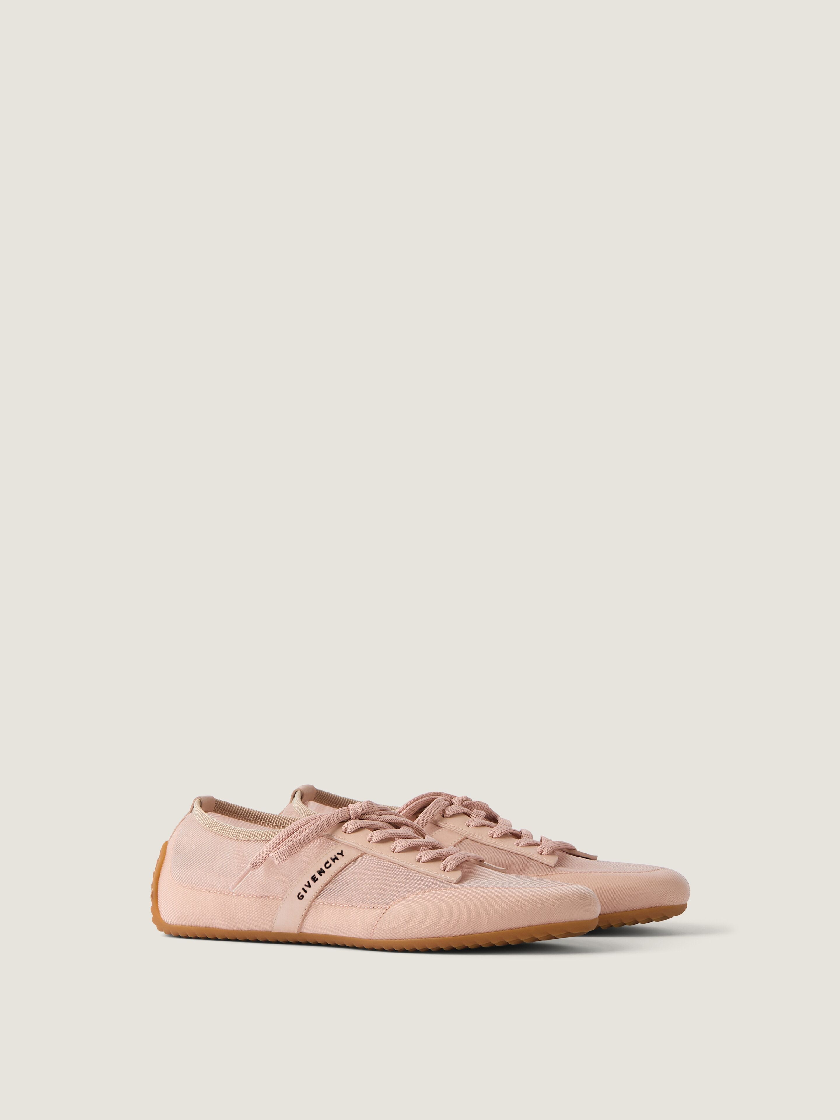Slim sneakers in transparent mesh and leather